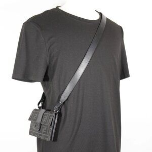 FENDI Marsupio Baguette Shoulder Bag 7M0295 3WAY clutch black Nylon canvas